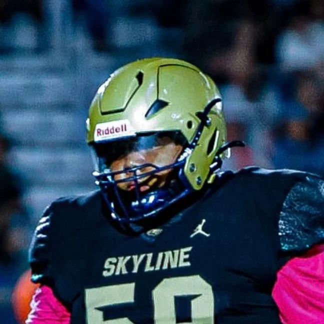 Ammon Sanchez headshot in Skyline gold helmet and #59 jersey